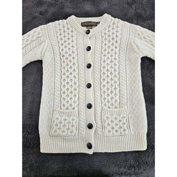 Inis Crafts Chunky Cable Knit Button Front Cardigan Sweater Women's M 100%... - Picture 1 of 10